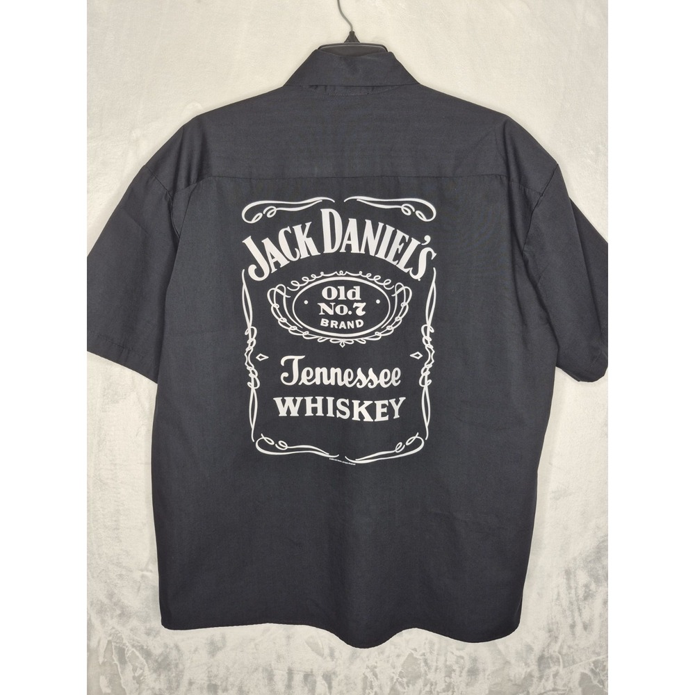 Vintage Y2K Jack Daniels Shirt Mens XL Black Button Up Embroidered Logo